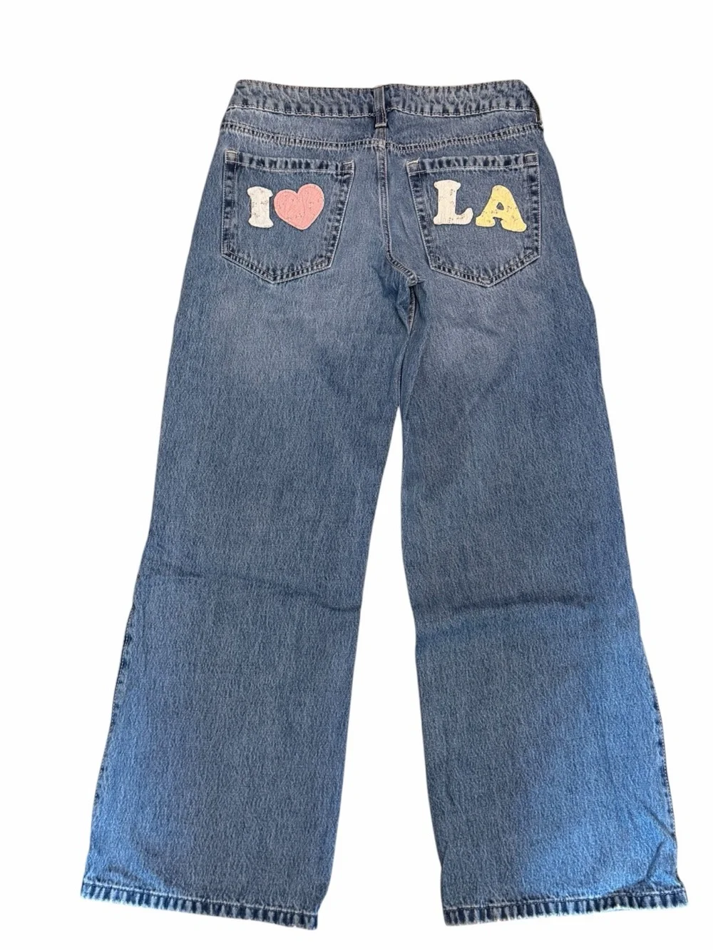 Y2K Coquette Hollister Low Rise Baggy Jeans 6 W28 I Heart LA